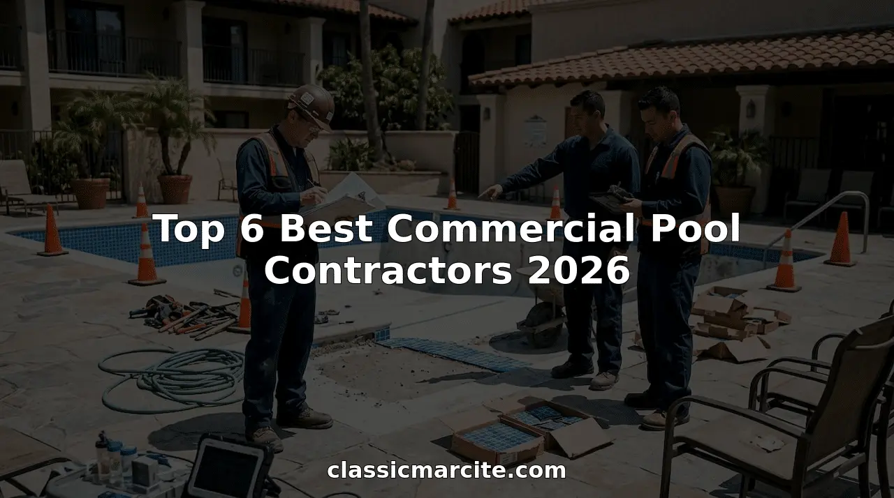 Commercial pool contractors inspecting pool construction