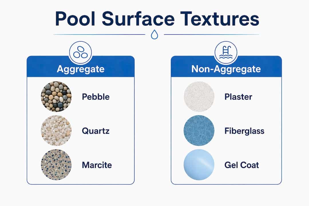 Infographic comparing pool surface texture types