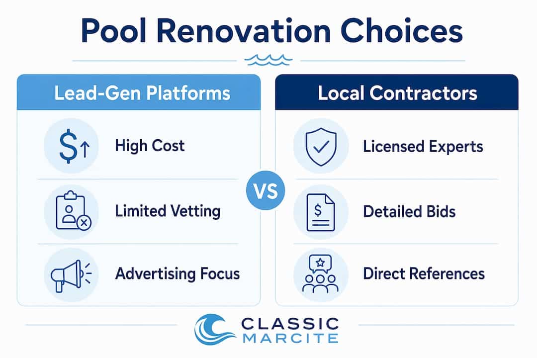 Comparison infographic of pool renovation options