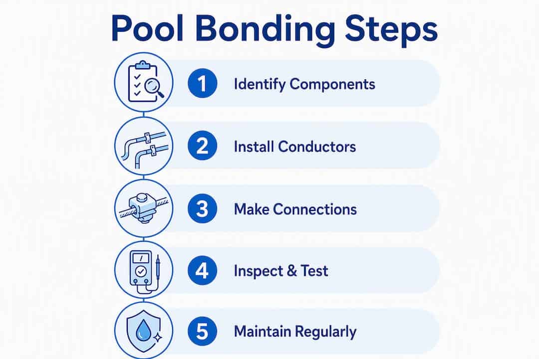 Infographic showing pool bonding installation steps