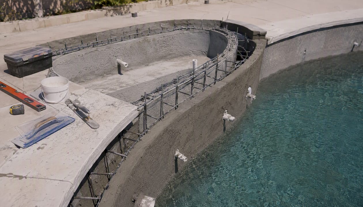 Construction of attached spillover spa on pool