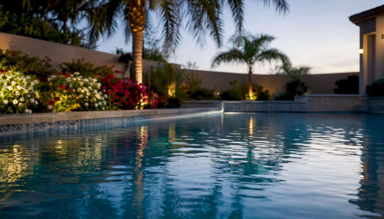 Clear soft water surface of saltwater pool