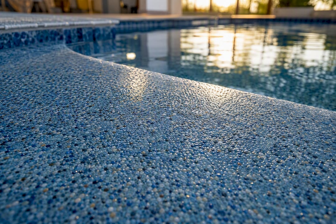 Close-up of quartz aggregate pool finish texture