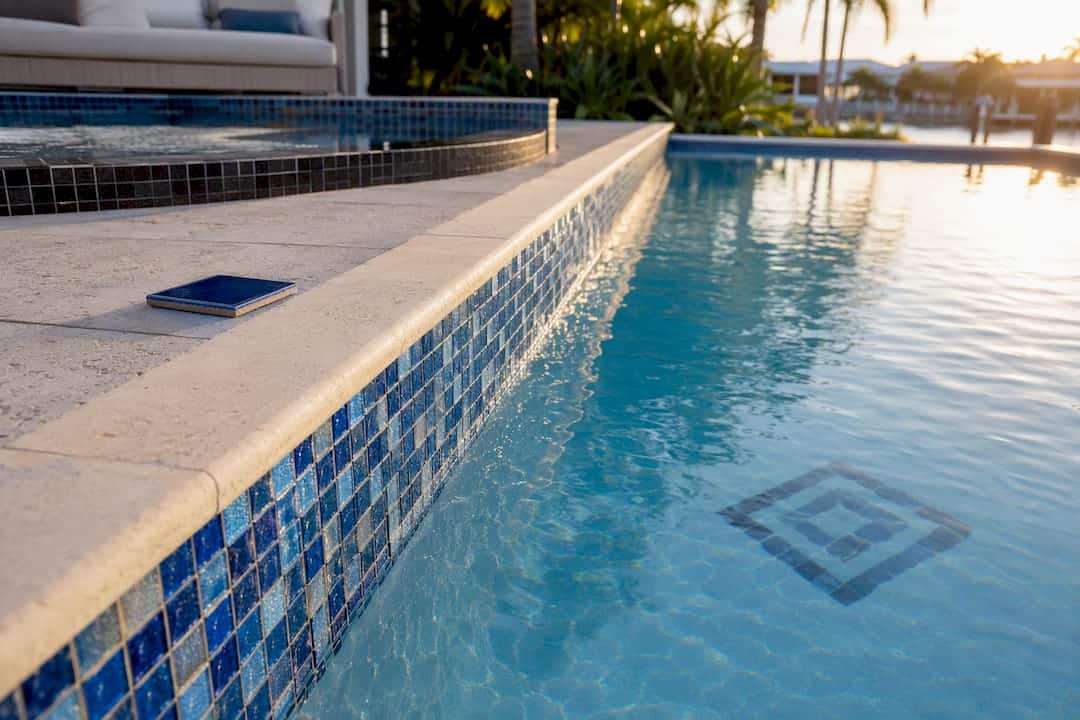 Pool showcasing coordinated tile patterns